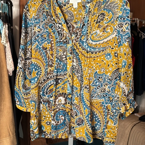Charter Club Paisley Print Blouse 3/4 Sleeve Top Women’s Size 12P - Picture 1 of 7